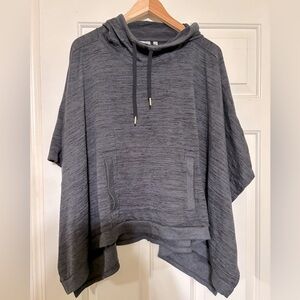 Athleta Women's Small Blissful Oversized Short-Sleeved Poncho Hoodie Dark Gray